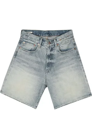 R13 Logo-patch denim shorts