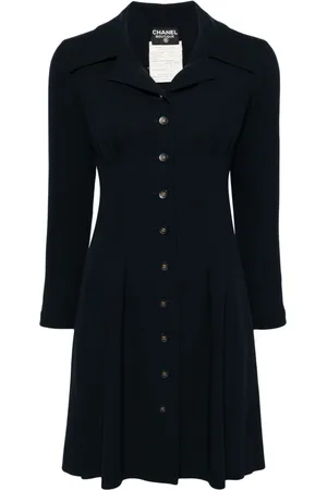 CHANEL 1990s gathered detailing three-quarter sleeved minidress