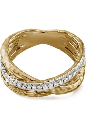 John Hardy 18kt yellow and sterling silver Crossover diamond ring
