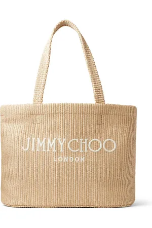 Jimmy Choo Logo-embroidered raffia beach bag