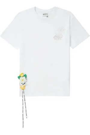 Musium Div. Floral-appliqué cotton T-shirt
