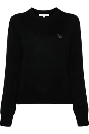Maison Kitsuné Fox-appliqué wool jumper