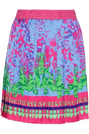 VERSACE Animalier-print pleated skirt