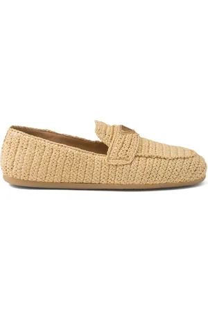 Prada Logo-triangle raffia loafers