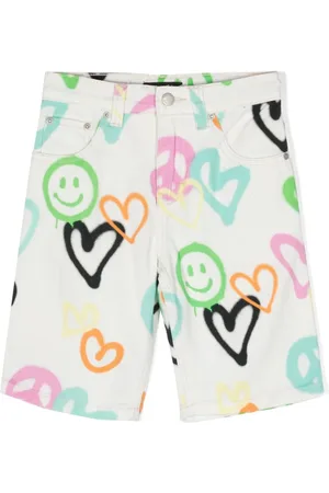 Molo Art graffiti-print denim shorts