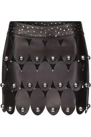 AREA Stud-embellished leather mini skirt
