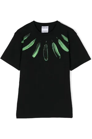 MARCELO BURLON Collar Feathers-print cotton T-shirt
