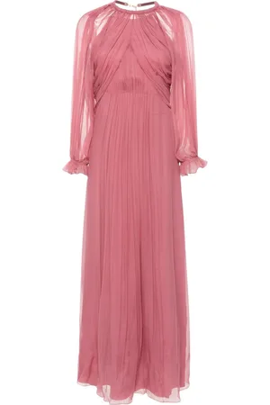 Alberta Ferretti Pleated silk maxi dress