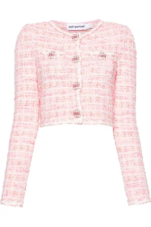 Self-Portrait Cropped tweed cardigan