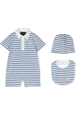 FAY Logo-embroidered striped romper