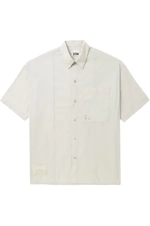 Izzue Logo-appliqué panelled shirt