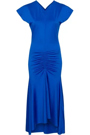 Victoria Beckham Ruched asymmetric midi dress