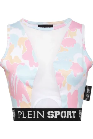 Philipp Plein Camouflage-print panelled cropped top