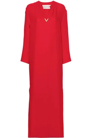 VALENTINO GARAVANI V-plaque crepe maxi dress