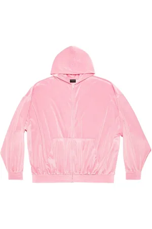 Balenciaga Logo-embellished velvet hoodie