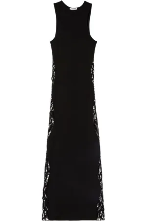 Jil Sander Lace-panel long sleeveless dress