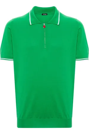 Kiton Striped-edge cotton polo shirt