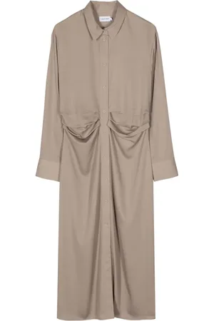 Calvin Klein Pleated long-sleeve shirtdress