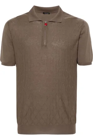 Kiton Diamond-pattern cotton polo shirt