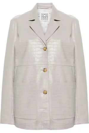 Totême Crocodile-embossed leather jacket