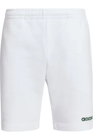 Lacoste Slogan-embroidered cotton track shorts