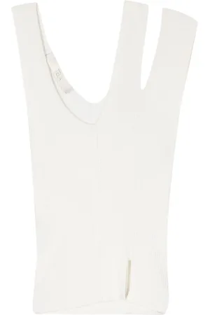 TELA Asymmetric ribbed-knit top