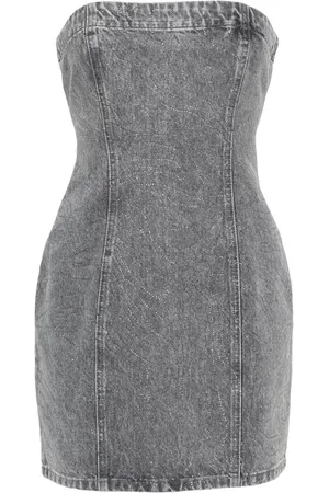 ROTATE Herla rhinestone denim dress