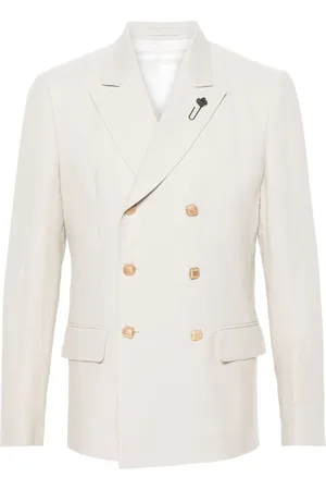 LARDINI Double-breasted linen blazer