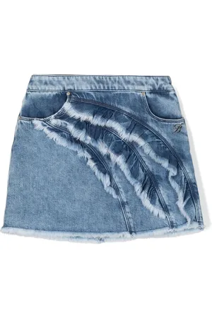 MISS BLUMARINE Ruffled denim skirt