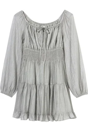 B+AB Smocked ruffle-hem minidress