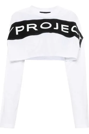 Y / PROJECT Logo-appliqué cropped T-shirt