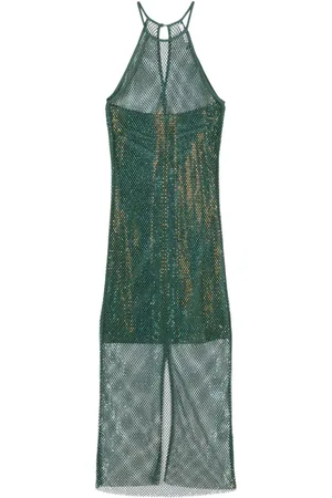 Patrizia Pepe Rhinestoned mesh maxi dress