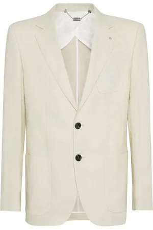 BILLIONAIRE Logo-embroidered linen blazer