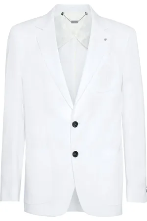 BILLIONAIRE Logo-embroidered linen blazer