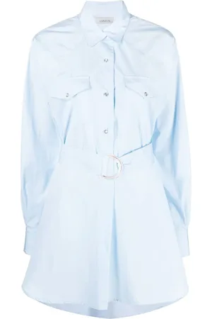 LANEUS Long-sleeve belted shirtdress