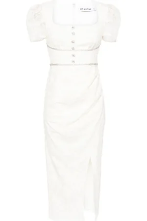 Self-Portrait Draped-detail lace midi dress