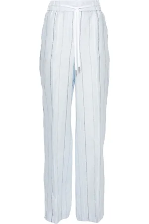 PESERICO SIGN Pinstriped linen straight trousers
