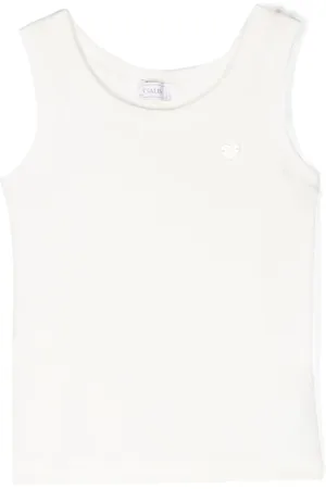 MONNALISA Logo-plaque ribbed-knit top