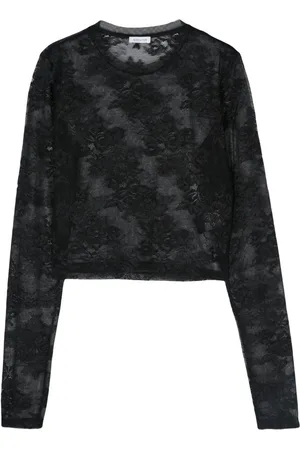 Patrizia Pepe Floral-lace sheer crop top