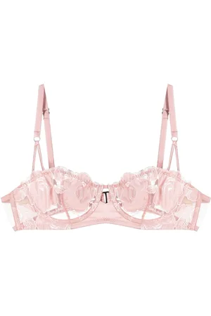 FLEUR DU MAL Rose-embroidered balconette bra