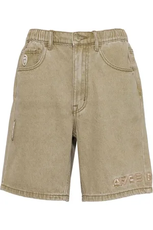 A Bathing Ape Logo-embroidered denim shorts