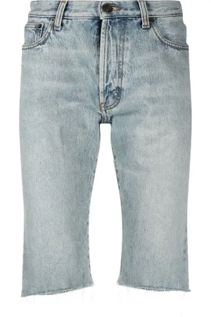 Saint Laurent Raw-cut edge denim shorts