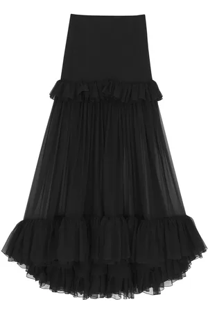 Saint Laurent Sheer tiered midi skirt