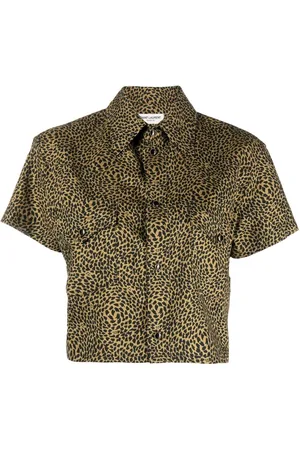 Saint Laurent Leopard-print cropped shirt