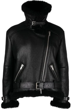 Saint Laurent Faux-fur trim leather jacket