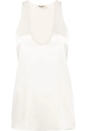 Saint Laurent Sleeveless satin-finish silk blouse
