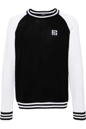 Balmain Colour-block ribbed-knit jumper