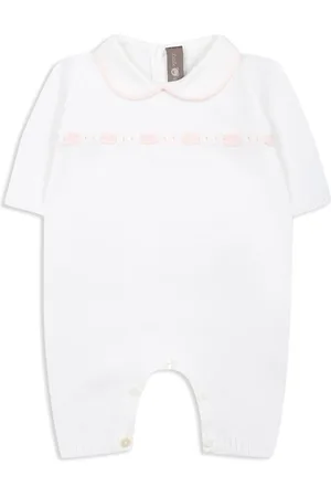 LITTLE BEAR Ribbon-detail knitted cotton romper