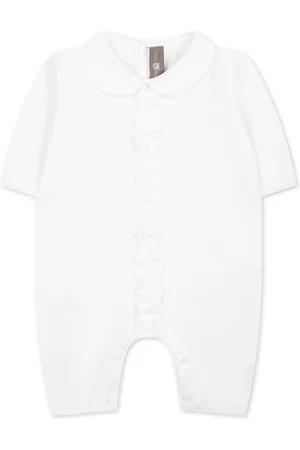 LITTLE BEAR Ruffle-trim knitted cotton romper