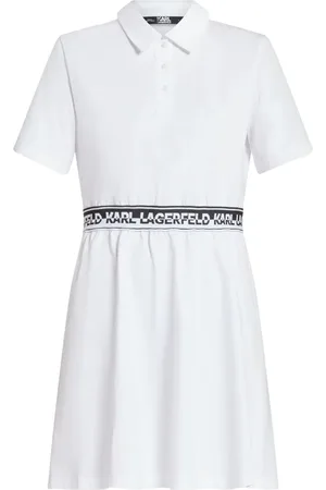 Karl Lagerfeld Logo-waistband cotton shirtdress